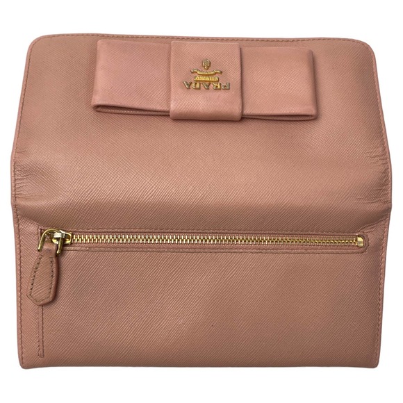 Prada Saffiano Leather Bow Flap Wallet Pink - Picture 7 of 12